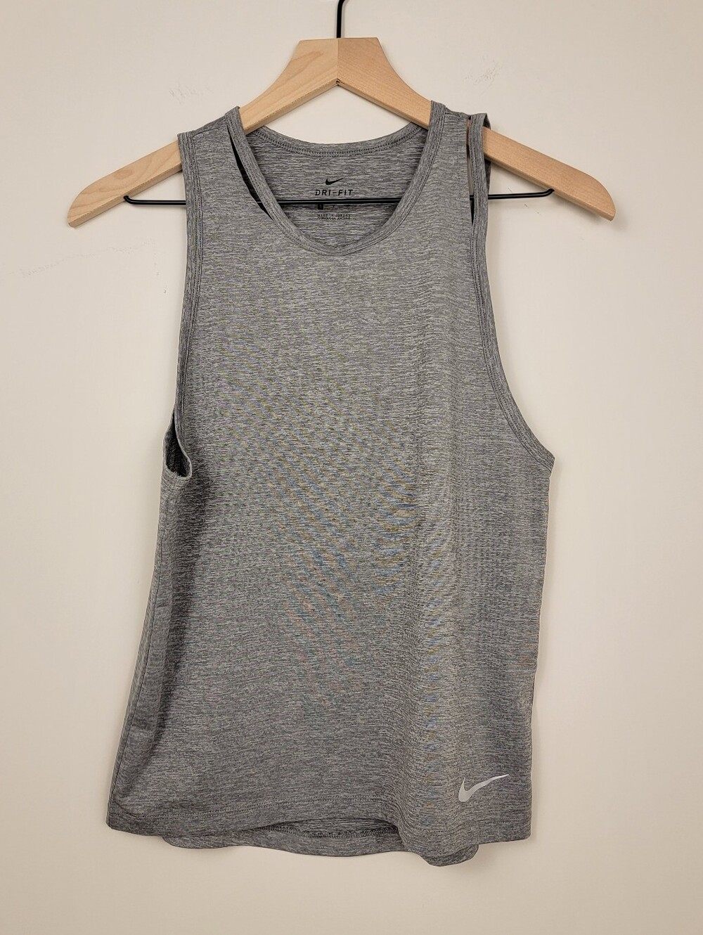 Nike Dri-FIT Miler Slash Cutout Running Tank Top Heather Gray Small S